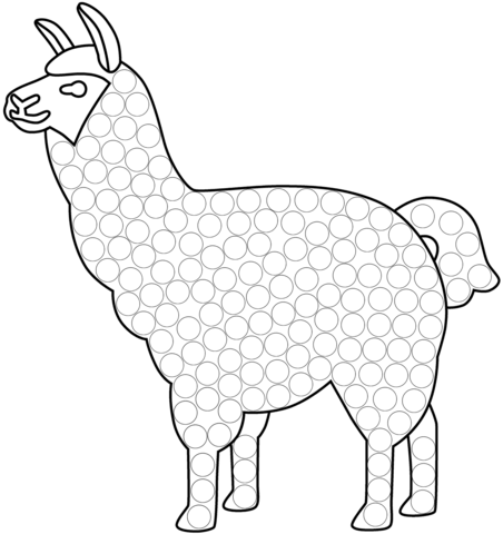 Llama Dot Art Coloring Page